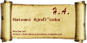 Hatvani Ajnácska névjegykártya